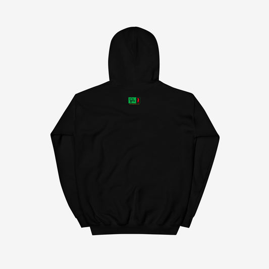 Egor i Opizdenevshie Pryg Skok hoodie featuring the original 1990 album cover art – official Egor Letov merch. Back side with GrOb Records logo. www.egorletov.com