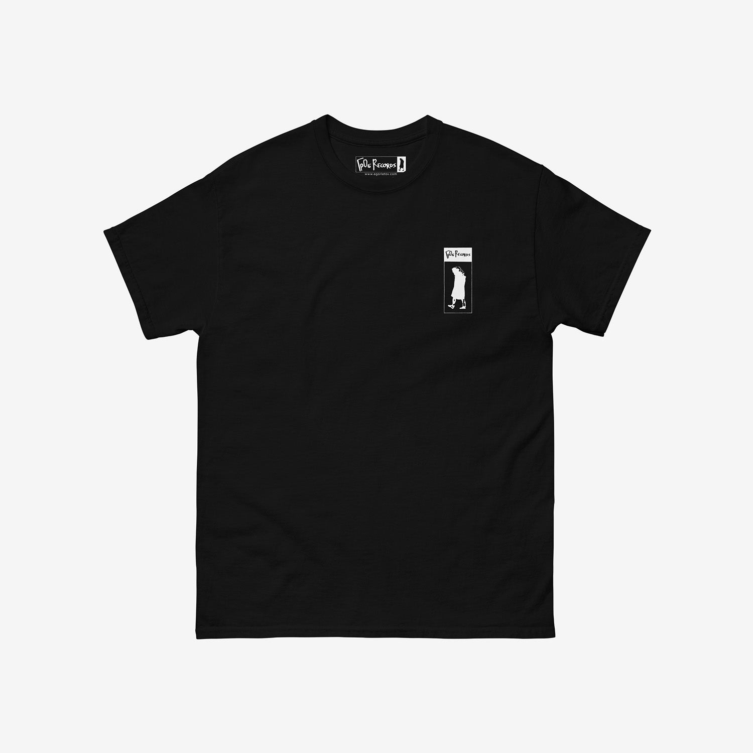 GrOb Records T-shirt with small chest logo founded by Egor Letov, minimal design. From egorletov.com