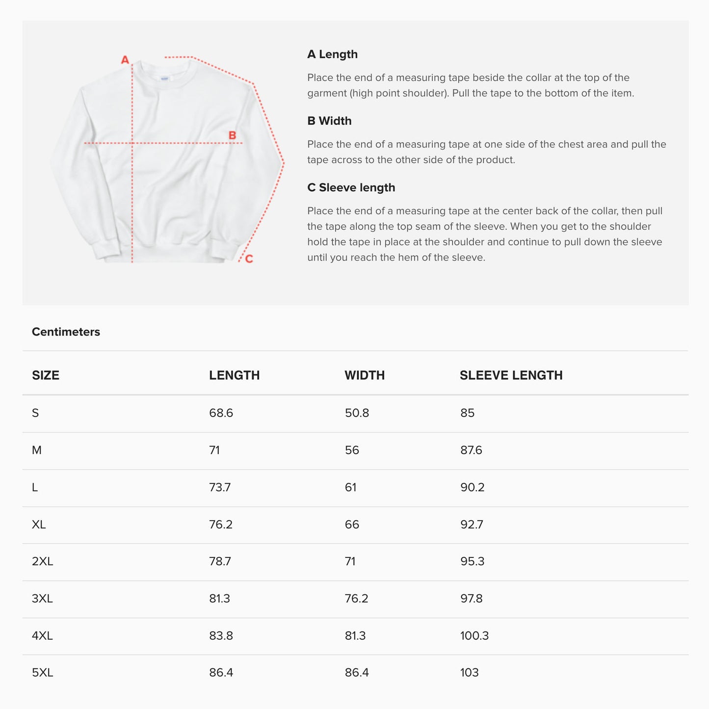 Unisex sweatshirt size guide. www.egorletov.com
