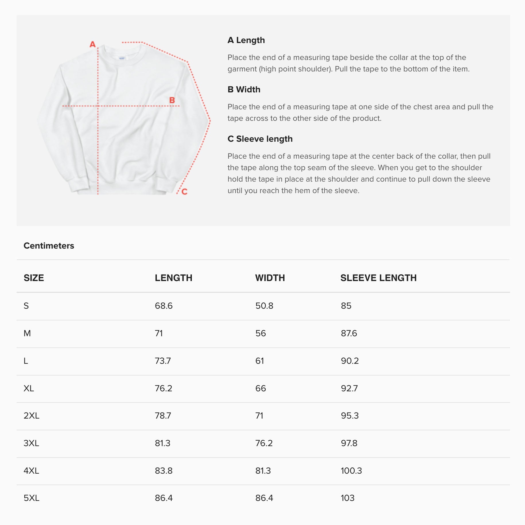 Unisex sweatshirt size guide. www.egorletov.com